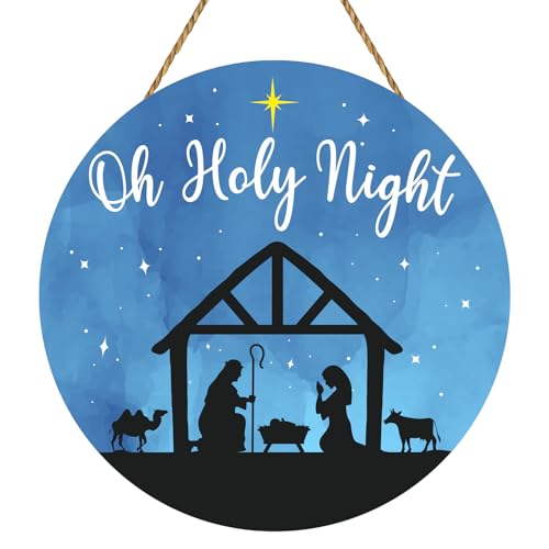 Weihnachtstürdekorationen Oh Holy Night Religiöses Weihnachtstürschild Jesus Weihnachtsdekorationen Holz Krippe Türhänger für Urlaub Veranda Wandbehang Indoor Home Decor Weihnachtstürdekorationen Oh Holy Night Religiöses Weihnachtstürschild Jesus Weihnachtsdekorationen Holz Krippe Türhänger für Urlaub Veranda Wandbehang Indoor Home Decor von YUNKKIN