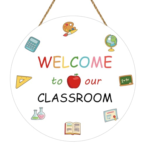 Willkommensschild für Klassenzimmer, Klassenzimmer, Türdekoration, Wanddekoration, Holztüraufhänger, Kranz für den ersten Schultag, Pinnwand, Lehrerbedarf, Innendekoration Willkommensschild für Klassenzimmer, Klassenzimmer, Türdekoration, Wanddekoration, Holztüraufhänger, Kranz für den ersten Schultag, Pinnwand, Lehrerbedarf, Innendekoration von YUNKKIN