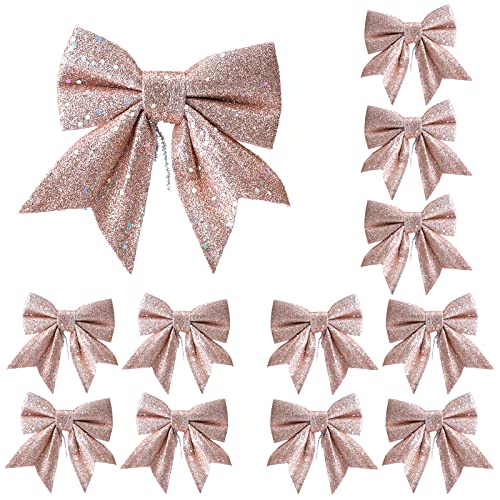 YUNLI 12 Stück Weihnachtsschleifen, Schleifen Weihnachtsbaum Roségold, Glitzer Schleifen Weihnachtsbaumschmuck, Weihnachtsbaum Bogen Schleife, Weihnachten Schleifen für Weihnachtskranz Geschenke Deko YUNLI 12 Stück Weihnachtsschleifen, Schleifen Weihnachtsbaum Roségold, Glitzer Schleifen Weihnachtsbaumschmuck, Weihnachtsbaum Bogen Schleife, Weihnachten Schleifen für Weihnachtskranz Geschenke Deko von YUNLI