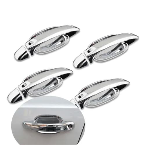 YUNLL Auto-Außentürgriffabdeckung für A4 für B8 2009 2010 2011 2012 2013 2014 2015 2016, glänzendes schwarzes Chrom, Autotürgriff-Abdeckung, Aufkleber, Styling-Zubehör (silberfarbene Griffschale) von YUNLL
