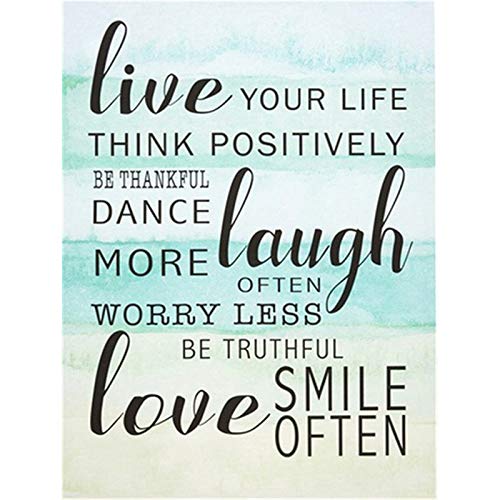 DIY Diamant-Malerei-Kits, Live Think Smile Laugh Love Courage 5D Diamant-Malerei Full Drill, Diamant-Kunst, perfekt für Entspannung und Heim-Wanddekoration, 30 x 39,9 cm von YUNNEL