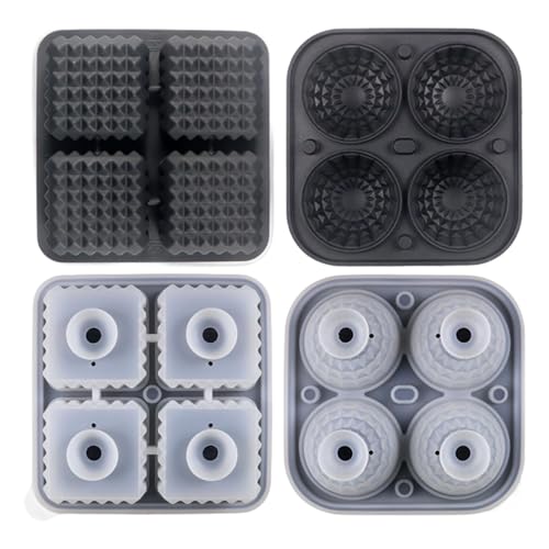 2 Pack Kreative Geometrische Eiswürfel Formen Silikonkugel Tablett Für Cocktails Whiskys Nicht Stick Küchenwares Formen Für Cocktails Und Getränke von YUNNIAN