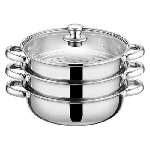 Dampftöpfe Aus Edelstahl 3 Stufen Kochgeschirr Mit Hitzebeständigem Glasdeckel Für Gemüseeintöpfe Küche Gadget Ofen Dampfertopf Zum Kochen von YUNNIAN