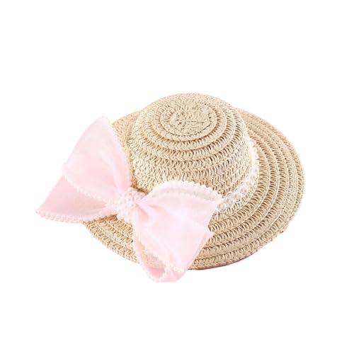 YUNNIAN Haustierstrohhut Hunde Katzen Elegante Strohhut Mit Stretch Chin Seil Praktische Hunde Frühling Auf Reisen Sonnenschutz von YUNNIAN