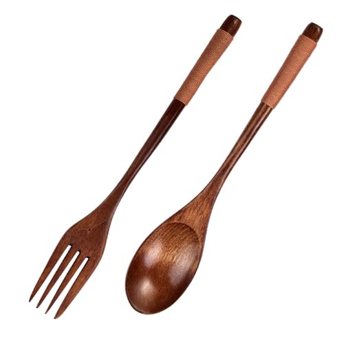 Japanische Stile Lang Holzlöffel Und Gabel Küchenwaren Set Tragbare Robuste Utensilien Für Suppe Kochwerkzeug Mehrzweck Holzlöffel Gabelpaar Serviert von YUNNIAN