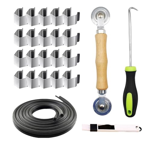Komplettes 5-in-1-Sieb-Installationswerkzeug-Set inklusive Keilrollenschiene und 20 Clip-Fenster-Bildschirm-Reparatur für Fenster, Metall-Sieb-Installationsclip Komplettes 5-in-1-Sieb-Installationswerkzeug-Set inklusive Keilrollenschiene und 20 Clip-Fenster-Bildschirm-Reparatur für Fenster, Metall-Sieb-Installationsclip von YUNNIAN
