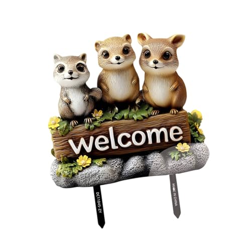 YUNNIAN Kreatives Tierthema Willkommenszeichen Gartendekoration Freien Erdungsstöcke Landschaft Accessoire Für Patios Blumenbeett Gartenadresse Plaques von YUNNIAN