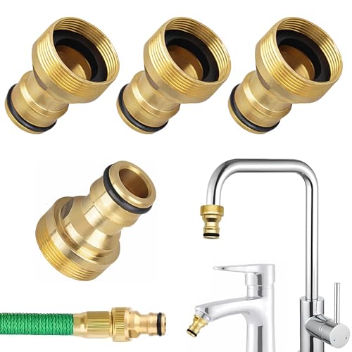 YUNPYCHY Universal Wasserhahnanschluss für Mischbatterie, 4 Stück Messing Schlauchadapter, Schnellkupplung Gartenschlauch Anschluss, Wasserhahn Adapter von YUNPYCHY