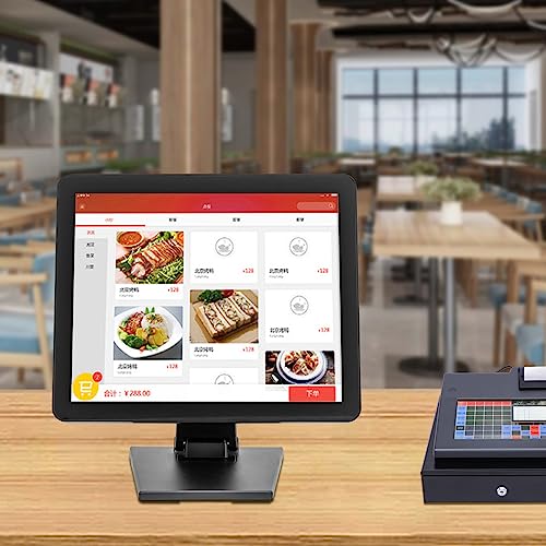 17 Zoll Kassenmonitor YUNRUX 1280×1024 Auflösung Registrierkasse Verstellbar klappbar 0-90°Touchscreen Monitor USB POS LCD Monitor Touchscreen Monitor für Kassensystem mit HDMI VGA Kopfhöreranschluss von YUNRUX