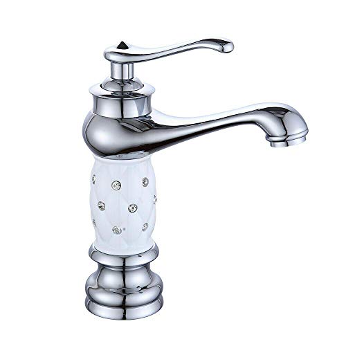 Badarmatur YUNRUX Retro Küchenarmatur Badarmatur Wasserhahn Waschbecken Wasserhahn Einhebel Mischbatterie Waschtisch Armatur Waschtischarmatur Einhandmischer Bad Faucet Weiß Keramik Aussehen von YUNRUX