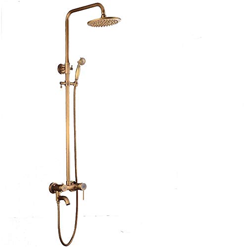 Retro Duschsystem Nostalgie Duschamatur YUNRUX Duschpaneel Thermostat Duschset Regendusche Duschkopf mit Handbrause Duschset mit Thermostat Duschsäule Brausethermostat Kopfbrause von YUNRUX