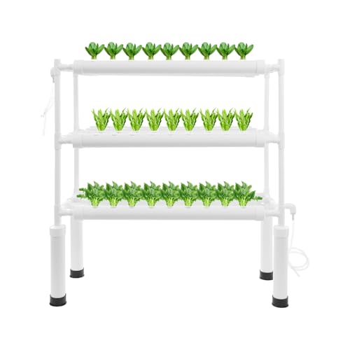 YUNRUX Hydroponisches System mit Zeitgeber 108 Standorte Hydroponisches Anzuchtsystem 3 Rohre 108 Loch Hydroponic Site Grow Kit Einseitiges Anzuchtgestell ohne Erde Hydrokulturanlagen Garden System von YUNRUX