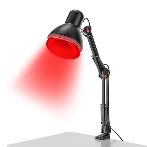 YUNRUX Infrarot-Lichttherapie-Lampe Infrarotlampe Rotlichtlampe Infrarotstrahler Nahinfrarot Licht wohltuender Wärme für Verbessern Schlaf Schmerzlinderung Muskelverspannung E27 Fassung schwarz von YUNRUX