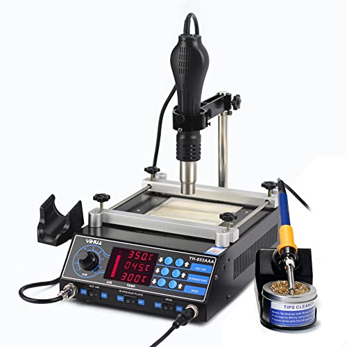 YUNRUX Lötstation Set 853AAA Digital Entlötkolben 200-480℃ Lötstation mit Luftpistole Heißluft Entlötstation 12*12cm Heizfläche Geräuscharm Heißluft Station LED Digital Heißluft Lötstation Lötkolben YUNRUX Lötstation Set 853AAA Digital Entlötkolben 200-480℃ Lötstation mit Luftpistole Heißluft Entlötstation 12*12cm Heizfläche Geräuscharm Heißluft Station LED Digital Heißluft Lötstation Lötkolben von YUNRUX
