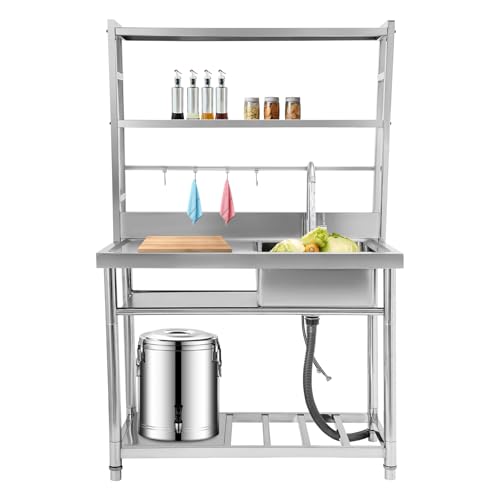 YUNRUX Mobile Küchenspüle Freistehende Spülbecken mit Ablagefach Edelstahl Einzelspüle Campingküche Spüle drehbarer Wasserhahn für Warmes und kaltes Wasser Spüle mit 41.4*39*18cm Becken Waschtisch YUNRUX Mobile Küchenspüle Freistehende Spülbecken mit Ablagefach Edelstahl Einzelspüle Campingküche Spüle drehbarer Wasserhahn für Warmes und kaltes Wasser Spüle mit 41.4*39*18cm Becken Waschtisch von YUNRUX