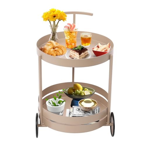 YUNRUX Servierwagen 40 * 61m Runder Lagerwagen 2 Wheels Küchenwagen 10kg Gewichtskapazität Rollender Transportwagen Zweischichtiges Lagerregal-Design Handwagen mit Griff Lagerwagen mit Rädern (Rosa) YUNRUX Servierwagen 40 * 61m Runder Lagerwagen 2 Wheels Küchenwagen 10kg Gewichtskapazität Rollender Transportwagen Zweischichtiges Lagerregal-Design Handwagen mit Griff Lagerwagen mit Rädern (Rosa) von YUNRUX