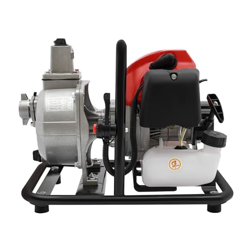 YUNRUX Wasserförderpumpe 2-Takt Kreiselpumpe 43CC Benzin Wasserpumpe 8500rpm Gartenpumpe 1.2L Kraftstofftank Bewässerungspumpe mit Membranvergaser Förderhöhe 30m Bewässerungspumpe Luftgekühlt YUNRUX Wasserförderpumpe 2-Takt Kreiselpumpe 43CC Benzin Wasserpumpe 8500rpm Gartenpumpe 1.2L Kraftstofftank Bewässerungspumpe mit Membranvergaser Förderhöhe 30m Bewässerungspumpe Luftgekühlt von YUNRUX