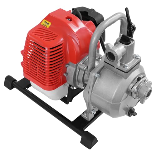 YUNRUX Wasserförderpumpe 2-Takt Kreiselpumpe Benzin Wasserpumpe 8500rpm Gartenpumpe 1L Kraftstofftank Edelstahl Bewässerungspumpe mit Membranvergaser Förderhöhe 30m Bewässerungspumpe Luftgekühlt YUNRUX Wasserförderpumpe 2-Takt Kreiselpumpe Benzin Wasserpumpe 8500rpm Gartenpumpe 1L Kraftstofftank Edelstahl Bewässerungspumpe mit Membranvergaser Förderhöhe 30m Bewässerungspumpe Luftgekühlt von YUNRUX
