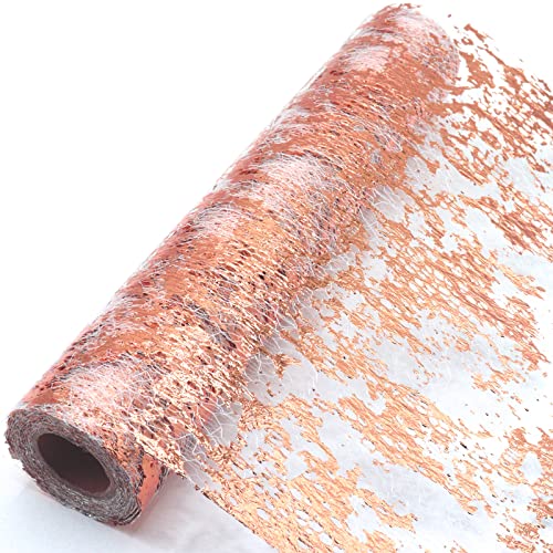 YUNSHANGHE 28 cm × 10 m Tischläufer, Glänzend Rosegold Tischdecken, Polyester Tischband mit Beschicht Goldfolie für Hochzeit Party Geburtstag Weihnachten Ostern von YUNSHANGHE