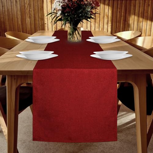 YUNSHANGHE Tischläufer Wasserdichter 40 x 180 cm, Rot Tischläufer Leinenoptik Abwaschbar, Modern Fleckenabweisend Tischläufer, Perfekt für Esszimmer Party Feiertag Dekoration von YUNSHANGHE