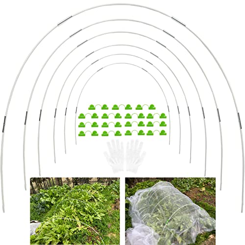 YUNSTK Gewächshausreifen Fiberglas, 30Pcs Gewächshaus Hoops, Folientunnel Bögen für Hochbeet, Rostfrei Durable Frei Biegbar Gartenreifen, Fiberglas-Stützrahmen Pflanzentunnel für Pflanzenabdeckung von YUNSTK