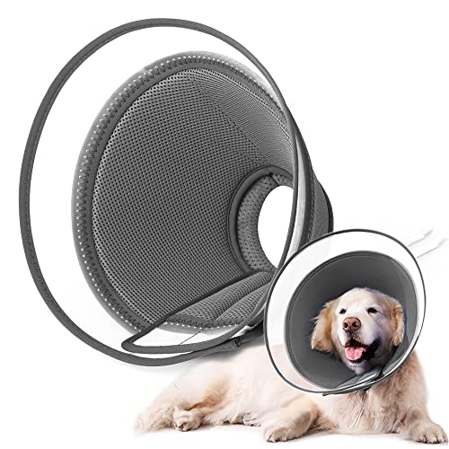Halskrause Hund Leckschutz, Weich Schutzhalsband Kegelhalsbänder Verstellbar Genesungshalsband, Atmungsaktive Haustier Elisabethanischer, Hundehalskrause, Leckschutz Hund (L, Gray) Halskrause Hund Leckschutz, Weich Schutzhalsband Kegelhalsbänder Verstellbar Genesungshalsband, Atmungsaktive Haustier Elisabethanischer, Hundehalskrause, Leckschutz Hund (L, Gray) von YUNXANIW