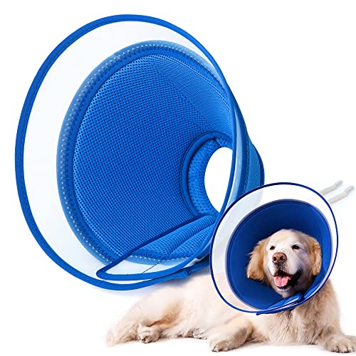 Halskrause Hund Leckschutz, Weich Schutzhalsband Kegelhalsbänder Verstellbar Genesungshalsband, Atmungsaktive Haustier Elisabethanischer, Hundehalskrause, Leckschutz Hund (L, Blue) Halskrause Hund Leckschutz, Weich Schutzhalsband Kegelhalsbänder Verstellbar Genesungshalsband, Atmungsaktive Haustier Elisabethanischer, Hundehalskrause, Leckschutz Hund (L, Blue) von YUNXANIW