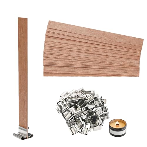 Kerzen Machen Holzdocht, 50 Stück Holz Kerzendochte für Kerzen, 13 x 130 mm Zuschneidbare Kerzendochte aus Holz, Holzkerzendocht mit 50 Stück Eisenständer, Convient Pour L'intérieur Kerzen Machen Holzdocht, 50 Stück Holz Kerzendochte für Kerzen, 13 x 130 mm Zuschneidbare Kerzendochte aus Holz, Holzkerzendocht mit 50 Stück Eisenständer, Convient Pour L'intérieur von YUNXCNA
