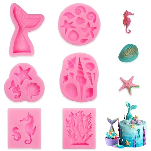 Silikonform Meerjungfrau Fondantform, 6 Stück 3D Ozean Tier Fondant Formen Silikon, DIY Meerestiere Silikon Formen, silikonformen backen, Silikonform, DIY Backform für Kuchen, Schokolade, Süßigkeiten Silikonform Meerjungfrau Fondantform, 6 Stück 3D Ozean Tier Fondant Formen Silikon, DIY Meerestiere Silikon Formen, silikonformen backen, Silikonform, DIY Backform für Kuchen, Schokolade, Süßigkeiten von YUNXCNA