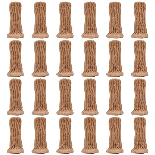 Stuhlbeine Socken, 24 Stück Möbel Socken mit Fühlte Pads, Beige Gestrickte Möbelsocken, Elastisch Möbelsocken Gestrickte, Für 1 bis 2 Zoll Durchmesser der Stuhlfüße, für Hartholzböden von YUNXCNA