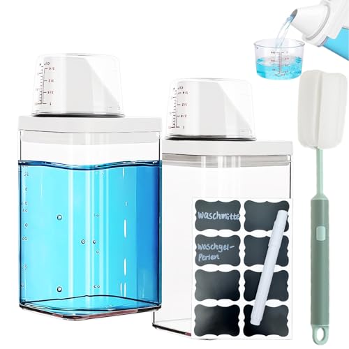 Waschmittel Aufbewahrung, 2 Stück Waschpulver Aufbewahrungsbox, 1100ml Waschmittelspender, Transparent Waschpulver Aufbewahrungsbox, Waschpulver Box, Waschpulver Dosierer, Waschmittel Dosierhilfe Waschmittel Aufbewahrung, 2 Stück Waschpulver Aufbewahrungsbox, 1100ml Waschmittelspender, Transparent Waschpulver Aufbewahrungsbox, Waschpulver Box, Waschpulver Dosierer, Waschmittel Dosierhilfe von YUNXCNA