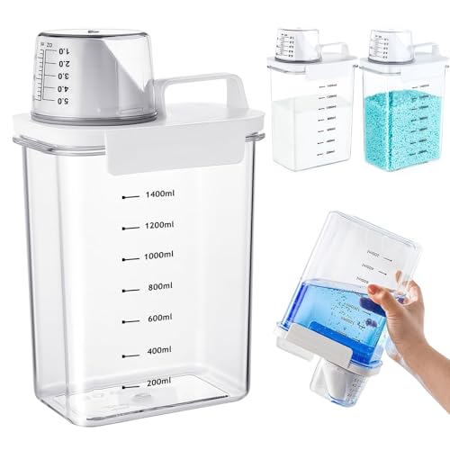 Waschmittel Aufbewahrung, Waschmittel Dosierhilfe, 1800ml Waschmittelspender mit Messbecher, Waschpulver Aufbewahrung, Waschpulver Aufbewahrungsbox, Waschpulver Dosierer, Waschmittelspender Waschmittel Aufbewahrung, Waschmittel Dosierhilfe, 1800ml Waschmittelspender mit Messbecher, Waschpulver Aufbewahrung, Waschpulver Aufbewahrungsbox, Waschpulver Dosierer, Waschmittelspender von YUNXCNA