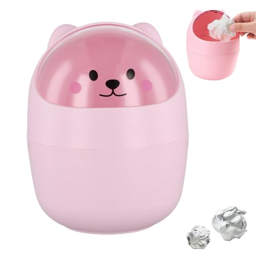 Mini Schreibtisch Mülleimer mit Deckel, Schreibtisch Mülleimer Niedlich, 16,5x12cm Cartoon Small Bear Cat Table Bin, Netter Flip Stil Mülleimer, Desktop Mini Mülleimer, Mülleimer Büro, für Räume Mini Schreibtisch Mülleimer mit Deckel, Schreibtisch Mülleimer Niedlich, 16,5x12cm Cartoon Small Bear Cat Table Bin, Netter Flip Stil Mülleimer, Desktop Mini Mülleimer, Mülleimer Büro, für Räume von YUNXCNA