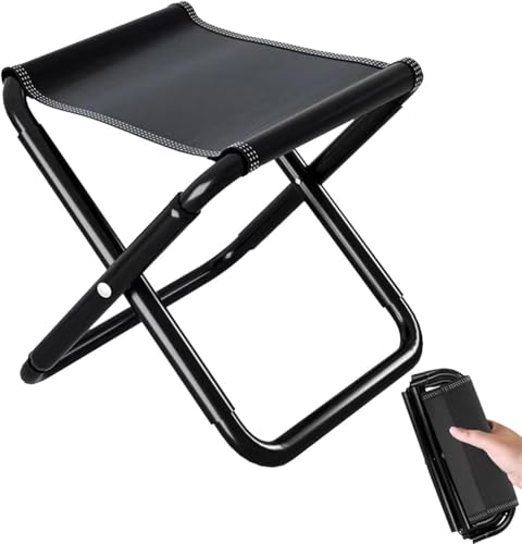YUNXIASW Campinghocker Klappbar, Tragbarer Klapphocker 26CM, Mini-Klapphocker und Leicht Sitz Falthocker Klappbar für Reisen Wandern Garten Angeln Grillen Strand mit Picknick (Schwarz) von YUNXIASW