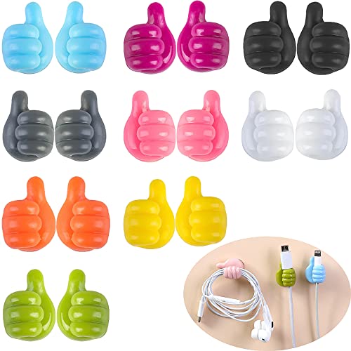 YUNYAN 18 Stück Kreativer Kabelhalter Selbstklebend Datenleitungshaken Handgestenhaken Multi-Funktions Kabelhalter Schlüsselhaken Wandhaken für Datenkabel für Küche Bad Toilette Schreibtisch von YUNYAN