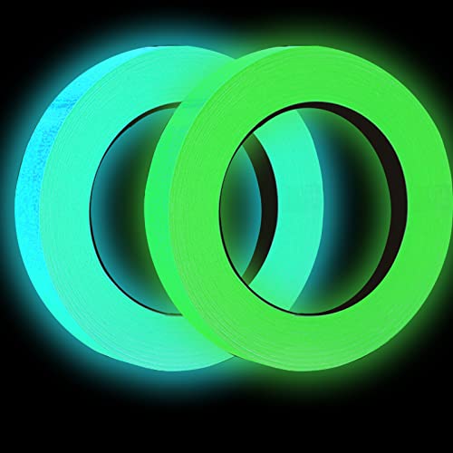 YUNYAN 2 Rolle Selbstklebendes Fluoreszierendes Klebeband 1cm*5m Sylvesterfeuerwerk Wasserdicht Luminous Tape Phosphor Markierungsband Reflektorband Glow in The Dark Tape (Grün + Blaugrün YUNYAN 2 Rolle Selbstklebendes Fluoreszierendes Klebeband 1cm*5m Sylvesterfeuerwerk Wasserdicht Luminous Tape Phosphor Markierungsband Reflektorband Glow in The Dark Tape (Grün + Blaugrün von YUNYAN
