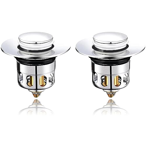 YUNYAN Abflussstopfen Waschbecken 2 Stück Edelstahl Pop Up Waschbeckenstöpsel mit Anti Clogging Sieb Geeignet für Spülen mit Entwässerungsauslässen von 34-40mm für Küchenspüle Badewanne Silber YUNYAN Abflussstopfen Waschbecken 2 Stück Edelstahl Pop Up Waschbeckenstöpsel mit Anti Clogging Sieb Geeignet für Spülen mit Entwässerungsauslässen von 34-40mm für Küchenspüle Badewanne Silber von YUNYAN