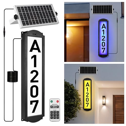 Hausnummer Solar mit 30 LEDs, Solar Hausnummernleuchte mehrfarbig mit Fernsteuerung, Hausnummer Frei Definieren IP65 Wasserdicht für Den Außenbereich Hausnummer Solar mit 30 LEDs, Solar Hausnummernleuchte mehrfarbig mit Fernsteuerung, Hausnummer Frei Definieren IP65 Wasserdicht für Den Außenbereich von YUNYODA