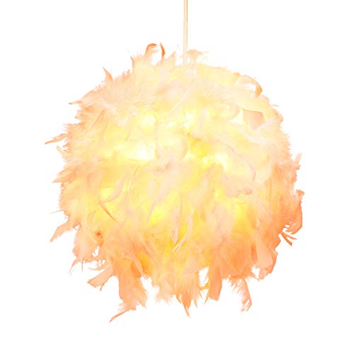 Pendelleuchte aus Federn, Moderne Led Deckenleuchte Lampenschirm, Dekoriert Hängelampe für Wohn Schlafzimmer, 30cm, E27 max. 60 Watt (nicht enthalten die Glühbirne) von YUNYODA