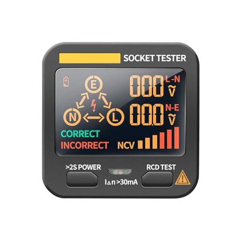 Steckdosentester mit RCD Prüfung, Spannungsprüfer Digitales LCD Voltage Display EU-Stecker, Polarisationselektroskop für Netzphasenteststecker für ANENG AC11 Steckdosentester mit RCD Prüfung, Spannungsprüfer Digitales LCD Voltage Display EU-Stecker, Polarisationselektroskop für Netzphasenteststecker für ANENG AC11 von YUNYODA
