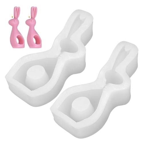 YUNYODA 2 Stück Kerzenformen, Osterhasen-Silikon-Kerzenformen, wiederverwendbare 3D-Hasen-Kerzenformen für Harzguss, waschbar, hitzebeständig, Silikon-Kerzenform für Seife, Wachskerzen, Geschenk YUNYODA 2 Stück Kerzenformen, Osterhasen-Silikon-Kerzenformen, wiederverwendbare 3D-Hasen-Kerzenformen für Harzguss, waschbar, hitzebeständig, Silikon-Kerzenform für Seife, Wachskerzen, Geschenk von YUNYODA