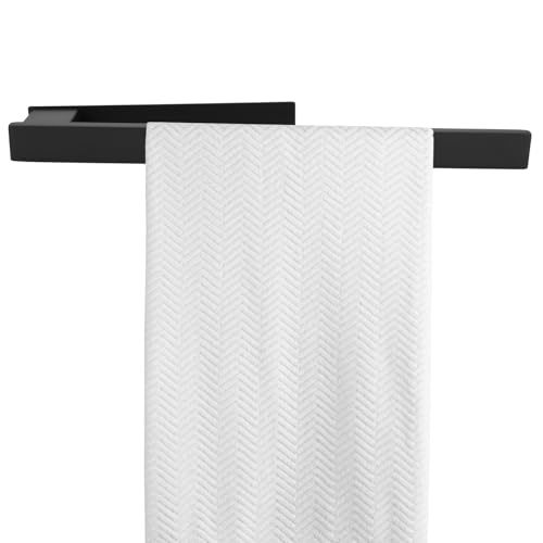 YUNYODA Handtuchhalter ohne Bohren, 39cm Selbstklebender Handtuchstange für Bad und Küche, Edelstahl Mattschwarz Wandhalter Badetuchhalter, Modernes Design von YUNYODA