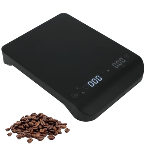 YUNYODA Küchenwaage Digital, Waage Küche mit Timer, Küchenwaage 0.1g/3kg Genaue, Waage Abstellautomatik und Tara Digitalwaage kaffeewaage für Küche Backen Kochen, Schwarz (Batterien inklusive) von YUNYODA