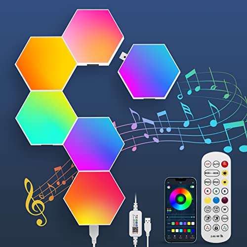 YUNYODA LED Hexagon Lights,6pc RGB Smart App Control Wandleuchten mit Fernbedienung,Wall Light Panels DIY Modular Geometry Assembly für Gaming Setup Living Room Bedroom Decor,U316010945QET,colorful YUNYODA LED Hexagon Lights,6pc RGB Smart App Control Wandleuchten mit Fernbedienung,Wall Light Panels DIY Modular Geometry Assembly für Gaming Setup Living Room Bedroom Decor,U316010945QET,colorful von YUNYODA