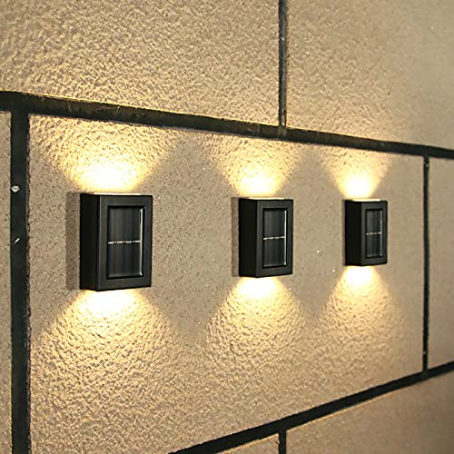 YUNYODA Solar Garten Wandleuchten, 4 Stück Led Wandleuchte Up & Down Light Dekorative Wandbeleuchtung IP65 Wasserdicht Wandleuchten Für Terrasse Treppe von YUNYODA