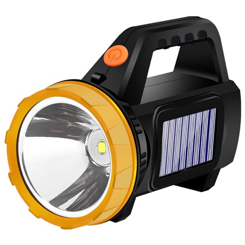 YUNYODA Solar LED Taschenlampe, USB Wiederaufladbar Solar Taschenlampe mit 1200mAh Integriert Batterie, LED Taschenlampe mit 3 Modi, Wasserdicht Tragbar Taschenlampen für Camping,Wandern,Notfälle von YUNYODA