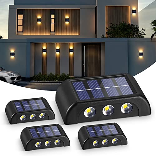 YUNYODA Solarlampen für Außen Garten,4 Stück Solarleuchte Wandleuchte,Solar LED Up & Down Light Dekorative IP65 Wasserdicht Rasen Balkon Terrasse Hof von YUNYODA