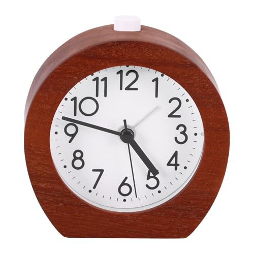 YUNYODA Wecker Analog Ohne Ticken Holz Analog Holz Wecker mit Snooze Nachttisch Tischuhr mit Nachtlicht Retro Uhr mit Ziffernblatt Alarm Licht Batteriebetrieben Wecker ohne Ticken von YUNYODA