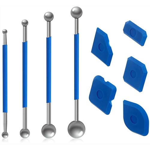 YUNYU 9-teiliges Fugenwerkzeug-Set – 4 Metall-Kugelschaber & 5 Silikon-Abzieher, Professionelles Fugenglätter-Set für Badezimmer & Küche (2-in-1 Fugenwerkzeug-Kit) von YUNYU