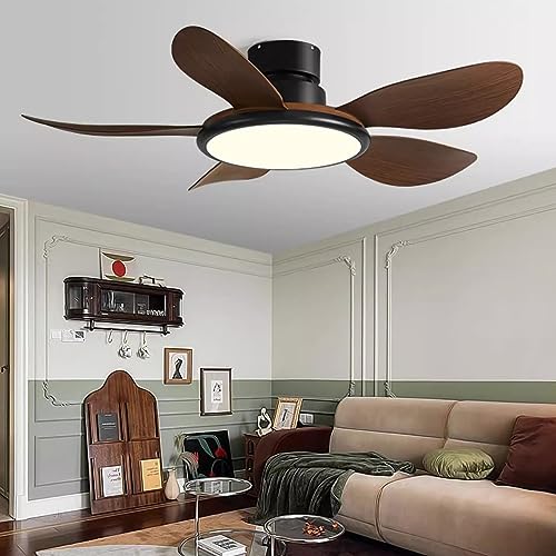YUNZI LED 72W Deckenventilator mit Beleuchtung und Fernbedienung, Innenbereich Dimmbar Ventilator Deckenleuchte für Wohnbereich Schlafzimmer Esszimmer Licht, Augenschutz Licht, Braun von YUNZI